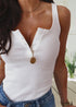 Boho Button Neck Top Blouse Kamiyah
